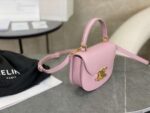 Celine Handle Shiny Wrinkled Leather Pink 15.5×11.5x5cm - Image 5