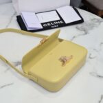 Celine Triomphe Handbag Bright Yellow Super Smooth Leather 20x12cm - Image 6