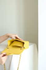 Chanel Classic Flap Mini Like Auth Handbag Woman’s Yellow 20cm - Image 2
