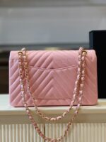 Chanel Classic Handbags V-Pattern Pink Lock Gold 23cm - Image 8