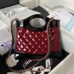 Chanel Mini Shopping Bag Handbags Red Shiny Leather 31cm - Image 2