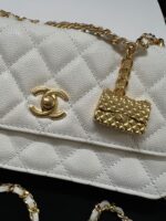 Chanel Woc Charm Handbags White Lizard Skin With Lock Pattern Bag 20cm - Image 5
