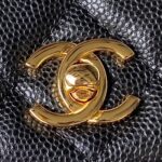 Chanel Handle Bag Lumpy Skin Handbags Black With Lock Gold 19cm - Image 8