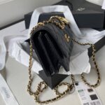 Chanel Handle Bag Lumpy Skin Handbags Black With Lock Gold 19cm - Image 3