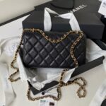 Chanel Handle Bag Lumpy Skin Handbags Black With Lock Gold 19cm - Image 9