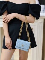 Chanel Woc Mini 11 Handbag Woman’s Blue Smooth Leather 15cm - Image 2