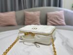 Dior Plaid Replica 1:1 High Quality Handbag Smooth White Leather 18cm - Image 4