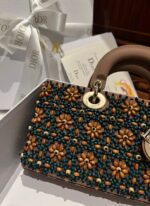 Dior D-Joy Medium Handbag With Beaded Pattern 26cm - Image 6