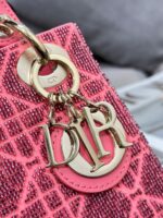 Dior Lady Super Pink Handbag with Beads 17x15x7cm - Image 6