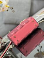 Dior Lady Super Pink Handbag with Beads 17x15x7cm - Image 5