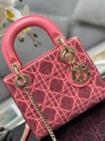 Dior Lady Super Pink Handbag with Beads 17x15x7cm - Image 8