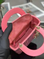 Dior Lady Super Pink Handbag with Beads 17x15x7cm - Image 3