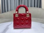 Dior Lady Mini Super Quality Women’s Handbag, Glossy Red, 17cm - Image 7