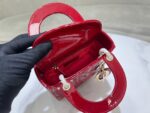 Dior Lady Mini Super Quality Women’s Handbag, Glossy Red, 17cm - Image 4
