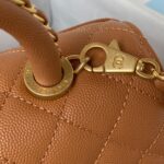 Chanel Coco Brown Leather With Lock Gold Handbags 24cm - Image 2