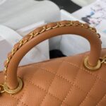 Chanel Coco Brown Leather With Lock Gold Handbags 24cm - Image 7