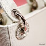 Dior My Lady White Beaded Handbag 21x18x9cm - Image 3