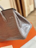 HN Etoupe 25 Porosus Genuine Crocodile Leather Palladium Hardware - Image 4