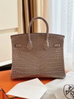 HN Etoupe 25 Porosus Genuine Crocodile Leather Palladium Hardware - Image 5