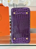 HN 30 Purple/Gold Genuine Crocodile Leather Gold Hardware – Custom Made - Image 8