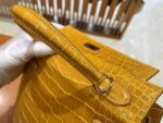 HN 25 Sellier Jaune ambre Genuine Alligator Crocodile skin Gold hardware - Image 9