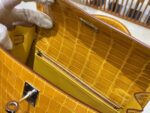 HN 25 Sellier Jaune ambre Genuine Alligator Crocodile skin Gold hardware - Image 10