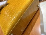 HN 25 Sellier Jaune ambre Genuine Alligator Crocodile skin Gold hardware - Image 5