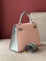 HN 25 Rose Sakura & Gris Perle Chèvre Epsom Leather Gold Hardware - Image 7