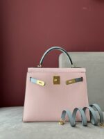 HN 25 Rose Sakura & Gris Perle Chèvre Epsom Leather Gold Hardware - Image 2