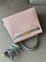 HN 25 Rose Sakura & Gris Perle Chèvre Epsom Leather Gold Hardware - Image 5