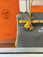 HN 30 Gray/Gold Genuine Crocodile Leather Gold Hardware – Custom Made - Image 4