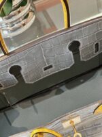 HN 30 Gray/Gold Genuine Crocodile Leather Gold Hardware – Custom Made - Image 2
