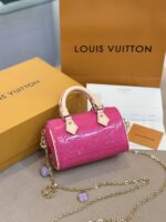 Louis Vuitton LV Nano Speedy Pink Shiny Leather Handbags 16x10x7,5cm - Image 7