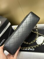 Chanel Classic Lock Gold With Black Wrinkled Skin Like Auth Handbags 25cm - Image 3