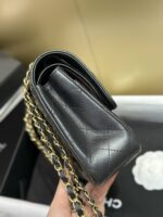 Chanel Classic Lock Gold With Black Wrinkled Skin Like Auth Handbags 25cm - Image 2