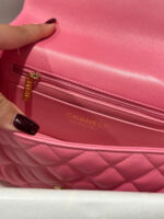Chanel Classic Bell Bag Like Auth Handbags Bink Lock Gold Smooth Leather 20cm - Image 2