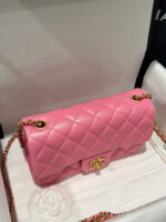 Chanel Classic Bell Bag Like Auth Handbags Bink Lock Gold Smooth Leather 20cm - Image 6