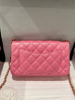 Chanel Classic Bell Bag Like Auth Handbags Bink Lock Gold Smooth Leather 20cm - Image 5