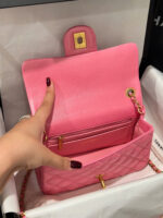Chanel Classic Bell Bag Like Auth Handbags Bink Lock Gold Smooth Leather 20cm - Image 3