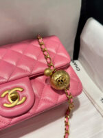 Chanel Classic Bell Bag Like Auth Handbags Bink Lock Gold Smooth Leather 20cm - Image 7