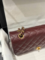 Chanel Classic Plum Red Color Like Auth Handbags With Lock Gold 25cm - Image 7