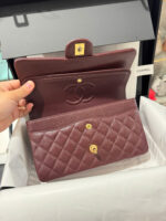 Chanel Classic Plum Red Color Like Auth Handbags With Lock Gold 25cm - Image 4