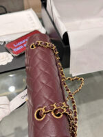 Chanel Classic Plum Red Color Like Auth Handbags With Lock Gold 25cm - Image 6