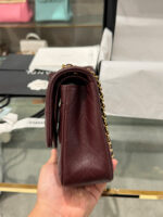 Chanel Classic Plum Red Color Like Auth Handbags With Lock Gold 25cm - Image 5
