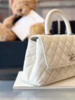 Chanel Coco Handbags Leather White With Silver Lock Woman’s 23cm - Image 4