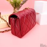 Chanel Woman’s Red High Best Quality Handbag Lock With Stone 17x12x7cm - Image 3