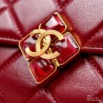Chanel Woman’s Red High Best Quality Handbag Lock With Stone 17x12x7cm - Image 5