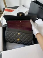 Chanel Medium Classic Like Auth Handbags Cowhide Black Lock Gold 25.5cm - Image 7