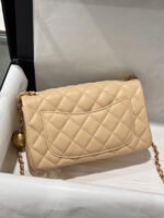 Chanel Classic Bell Bag 11 Handbags Beige Leather Lock Gold 20cm - Image 4