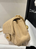 Chanel Classic Bell Bag 11 Handbags Beige Leather Lock Gold 20cm - Image 3